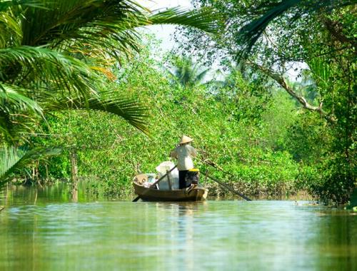 Cycling from Cai Be through quiet Mekong backroads to Can Tho, I cross onto a lush island to explore local life, fruit gardens, and riverside villages.
