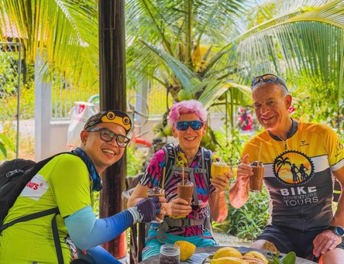 Biking Mekong Delta, visit Alluvia chocolate, overnight local homestay on Tam Hiep Island
