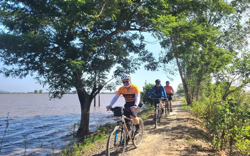 Cycling along the Mekong River